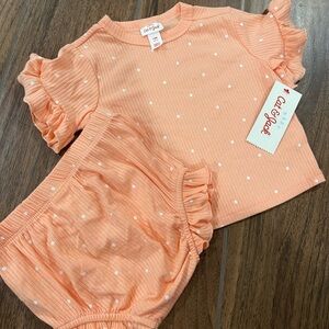 Cat & Jack Coral Dot Ruffle Baby Outfit